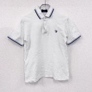古著FRED PERRY短袖 Polo 衫，白色，XS 碼，帶刺繡 logo