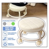 Kursi Mini Bentuk Bulat Dengan Roda Putar 360° Minimalis / Bangku Belajar Berjalan Anak Bayi Balita 