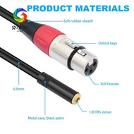 GOGOU 1/8 Female To Dual XLR Female Cable, 30cm / 11.81in Professional Y Splitter Cord Wire, Flexibl