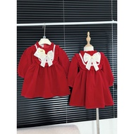 Baby red velvet dress with bow for little girls to wear for Christmas and New Year for a super cute 