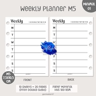 Planner Book Refill Paper Binder Weekly Plan Simple Minimalist M5 M5 Binder Refill