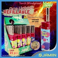 1 BOX (25PCS) YEEPI Torch lighter Windproof Lighter Gas lighter refill wth Laiter api Lighter unik P