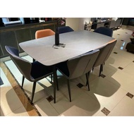 【Sg Stock】 Sintered Stone Nordic Dining Table Set w Chair Grey/White Marble Dining Table Italian Rectangular