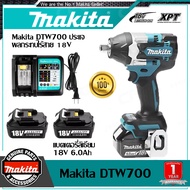 【รับประกันของแท้】2025 Makita DTW700 ประแจผลกระทบไร้สาย แบตเตอรี่ลิเธียม 1/2 ประแจผลกระทบแขนไร้แปรงถ่