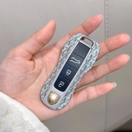 Porsche Key Cover Compatible with Macan718 Cayenne Panamera 992 Taycan 911 Keychain Shell Car Interi