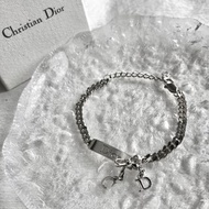 【日本直送 名牌中古包】Christian Dior 迪奧 手鍊 銀色 Logo 緞帶 CD vintage 8jgkn2