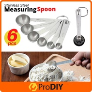 6pcs Stainless Steel Measuring Spoon Rust-Free Oval-shape Professional Dry Liquid Ingredients Kitche