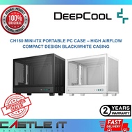 DeepCool CH160 Mini-ITX Portable PC Case – High Airflow Compact Design Black/White Casing