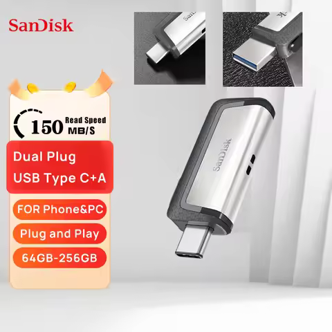 SanDisk SDDDC2 Flash Drive Dual USB Type C and Type A Pen Drive 64GB 128GB 256GB Memory Stick For Sm