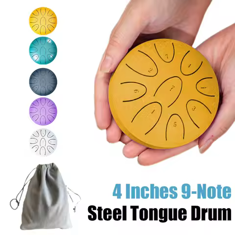 Steel Tongue Drum 4 Inch 9 Tone Handpan Ethereal Drum Portable Mini Music Drums with Drum Mallet Mus