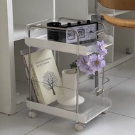 2 tier Acrylic Trolley with wheels Kitchen negotiated table Shelf