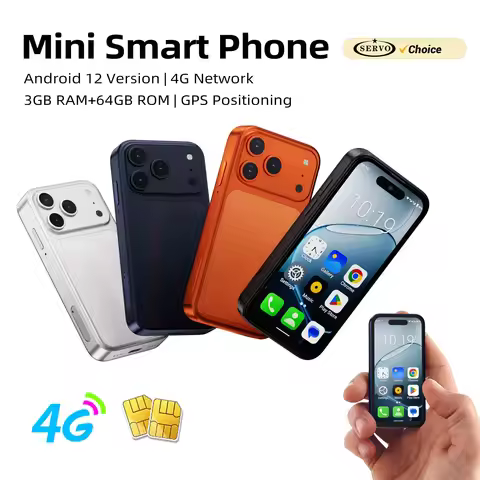 SERVO Mini Pocket Smartphone 4G LTE 4.0" HD Display Android 12 Dual SIM 3GB RAM 64GB ROM Face Unlock