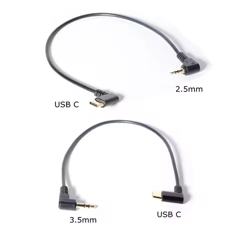3.5mm & 2.5mm Audio to USB C Cable, 90 Degree angle USB Type-C to 2.5 3.5 mm elbow Male AUX Headphon