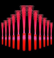 12 Pack Red Glow Fiber Optic Wands Bulk Huge Light up Wand Glow Sticks 14.2 Inch with 3 Light Modes
