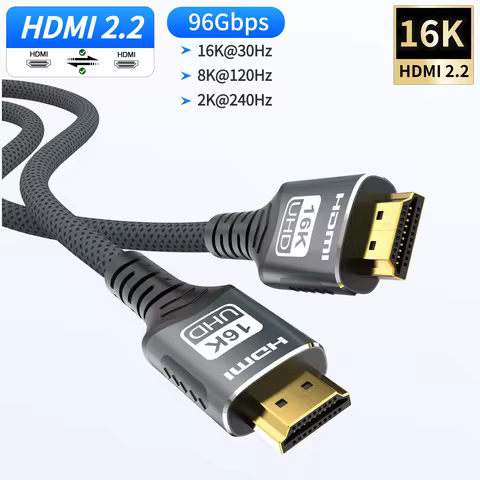 16K 10K 8K HDMI 2.2 Cable 96Gbps HDMI Braided Cord Support 4K@240Hz 8K@120Hz, HDCP 2.2&2.3 Dynamic H
