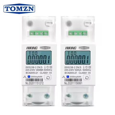 1PCS TOMZN Din rail KWH Watt hour energy meter 220V 230V 50Hz 60Hz voltage current DDS238-2 ZN/S sin