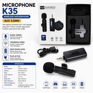 CLIP ON MICROPHONE K35 MIC CLIP WIRELESS AUX (AUDIO) YOUTUBER BLUETOOTH model microphone 1 (one)