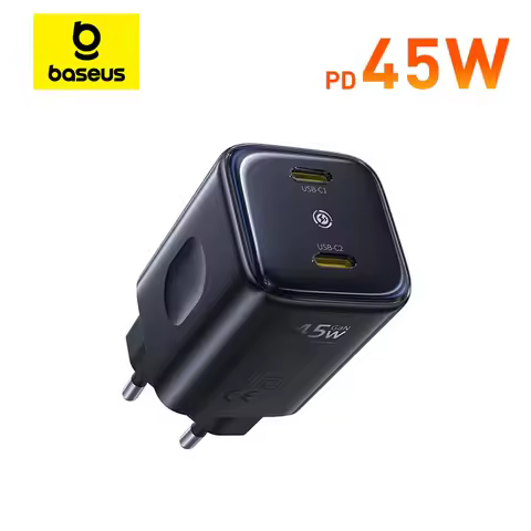 Baseus 45W GaN Charger For iPhone Samsung POCO Fast Charger For Laptop USB C Charger PD Charger Port