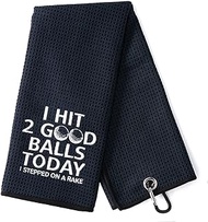 DYJYBMYI Hit 2 Good Balls Today Funny Golf Towe, Embroidered Golf Towels for Golf Bags with Clip, Golf Gifts for Men Women, Birthday Gifts for Golf Fan, Retirement Gift, Dad Golf Towel