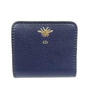 กระเป๋าสตางค์หนังพับสองทบ Christian Dior รุ่น Bee สีน้ำเงินเข้ม สภาพเหมือนใหม่ พร้อมฮาร์ดแวร์สีทอง ร