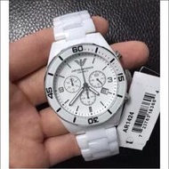 實拍 ARMANI 阿瑪尼 阿曼尼男錶AR1421 男錶AR1424 黑色陶瓷錶帶三眼計時腕錶 送調表器