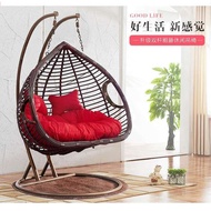 HY&amp; Double-Pole Thick Rattan Basket Rattan Chair Outdoor Hanging Chair Swing Balcony Indoor Lazy Nacelle Chair JNAR