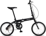 Fashionable Simplicity Single Speed Foldable Bicycle with Comfort Saddle 16 Inch Folding Bike Low Step-Through Steel Frame Urban Riding and Commuting Black