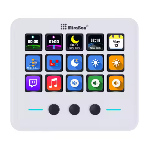 MiraBox M18 LCD Macro Controller, 15 Keys Visual Shortcuts for OBS Streaming, Editing, Gaming, Offic