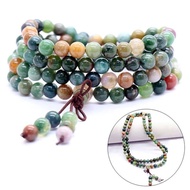 Hot Sale 6mm India Agate Prayer Bless Tibetan Buddhist 108 Beads Mala Bracelet Necklace