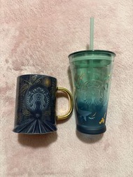 Starbucks mug tumbler 杯 mermaid ocean glass cold cup 16oz 美人魚 海洋 隨行杯 玻璃凍杯 星巴克 香港