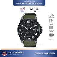 ALBA Men Watch AS9C73X Khaki green fabric strap Date Analog 100% Original Jam Lelaki