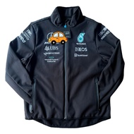 Jaket soft shell Mercedes-AMG, jaket berbasikal gaya Hamilton yang sama, pakaian luar pasukan Merced