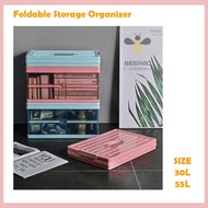 30L/55L Transparent Foldable Storage Box Car Organizer Household Multi Functional Storage Box