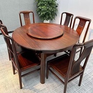 烏金實木餐桌椅 新中式飯桌 伸縮折疊方圓兩用餐桌dining table