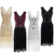 New Retro 1920s Sequined Fringe Sleeveless Dress