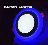 LAMPU PLAFON 2 WARNA INBOW (TANAM) 3+3 WATT KOTAK & BULAT / LAMPU DOWNLIGHT AC 220V 2 WARNA