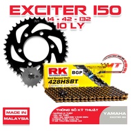 YAMAHA Exciter 150cc chain sprocket, RK black gold chain 428HSB (10mm)