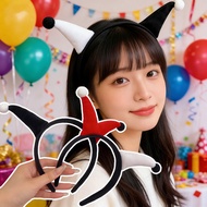 3-1Pcs Plush Funny Clown Headband - Demon Joker Hair Accessories - Dual-Color Elastic Cosplay Joker 