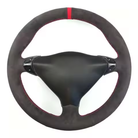 Hand-Stitched Car Steering Wheel Cover Soft Black Suede Car Steering Wheel Covers For Porsche 911 98