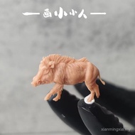 Boar Wild Boar Animal Beast Pig Gang Hyena Second Master 1: 64 Miniature Doll White Model High Preci