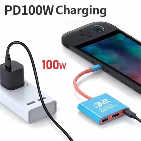 Docking Station for Nintendo Switch 2,4K 60Hz TYPE-C Hub with HDMI and USB-C 3.0 PD100W Charge Perfe