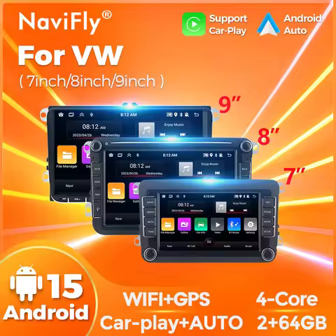 7/8/9" Android15 BT GPS Car Multimedia Radio for Volkswagen VW Golf 5 6 Polo Passat B6 B7 CC Skoda J