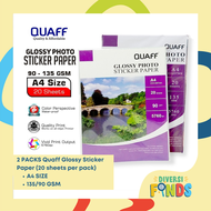 2 Packs Quaff Sticker Paper A4  Size Glossy 90g/135g / Kraft 175g/ Matte 175g / 20 sheets per pack