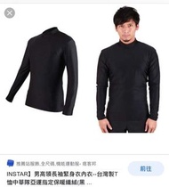 【INSTAR】男高領長袖緊身衣內衣--台灣製 T恤 中華隊亞運指定 保暖纖絨(黑)L號