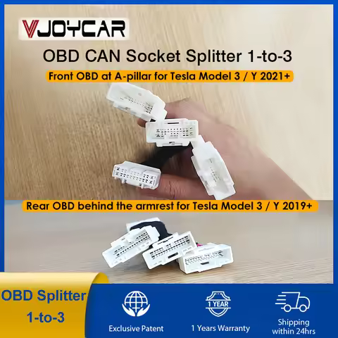 for Tesla OBD Splitter 1-to-3 OBD CAN Socket Plug 12PIN 20PIN 26PIN One-to-Three Plug Adapter Right 