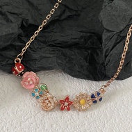 LV1124 Necklace Beaded Dopamine Colorful Glass Flower Necklace New Style Sweet Necklace