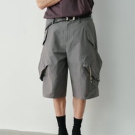 日系復古 大口袋薄款工裝短褲