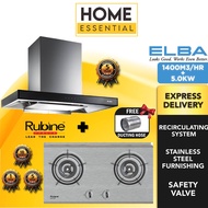 ELBA 1400m3/h Cooker Hood EH-G9026ST + Built-In Gas Hob Rubine ENYA2B | VISTA2B *DH-10+DGH-T322
