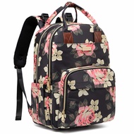 Diaper Bag Backpack, Baby Diaper Bag Large Capacity Floral Diaper Backpack for Baby Girl and Mom, Mu