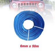 PUHFR 6mm*50m Synthetic Winch Lines Uhmwpe Fiber Rope With Sheath For Atv Utv Car Accessories HSRRW
